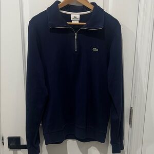 Lacoste Women’s Navy Blue Half-Zip Sweatshirt, Size 4 or Small